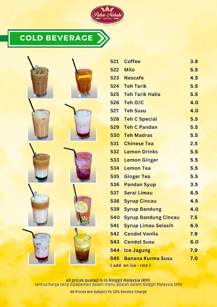 Puteri Nabalu Menu - Image 1